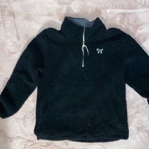 PINK Black Sherpa Sweatshirt